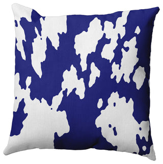 18" x 18" Moo Print Decorative Throw Pillow, Indigo Blue