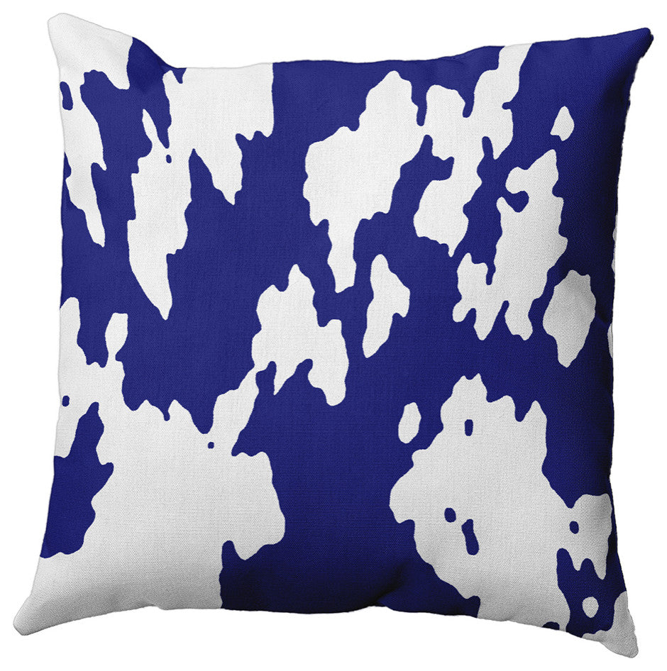 18" x 18" Moo Print Decorative Throw Pillow, Indigo Blue