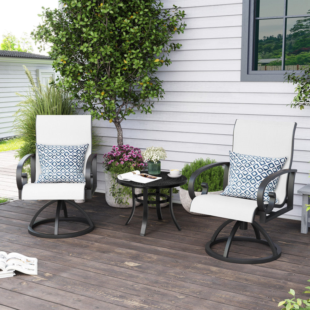Bar Stool Chair Outdoor Aluminum Rocking Lounge, White