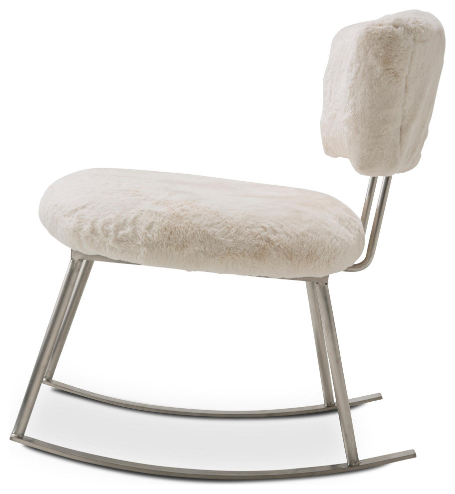 Pebble Beach Rocker Chair, Powder and Brushed Silver