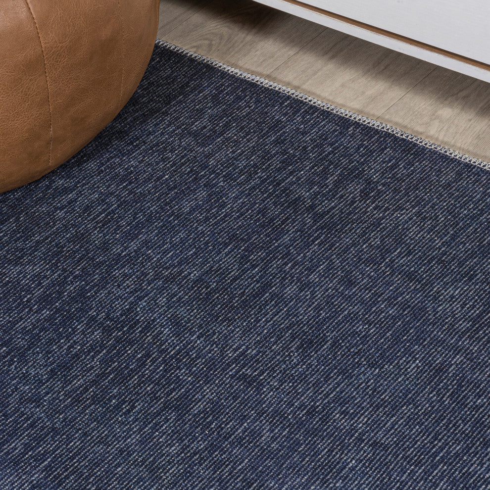 Linja Solid Centre Stripe Machine-Washable Area Rug, 2 X 8
