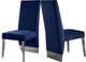 Porsha Dining Chair, Set of 2, Navy Velvet, Chrome Legs