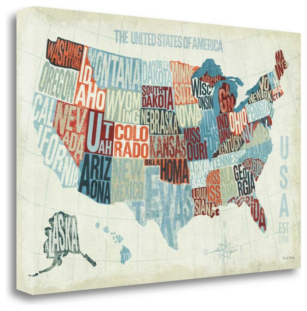 "Usa Modern Blue" By Michael Mullan, Giclee Print on Gallery Wrap Canvas
