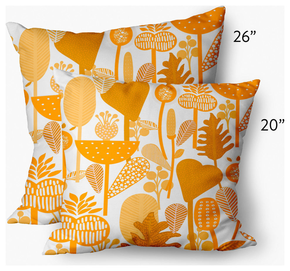 Flower Forest Decorative Throw Pillow, Mango, 26"x26"