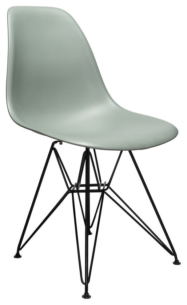 Nature Series DSR Mid-Century Dining Chair, Black Steel Leg, Moss Gray