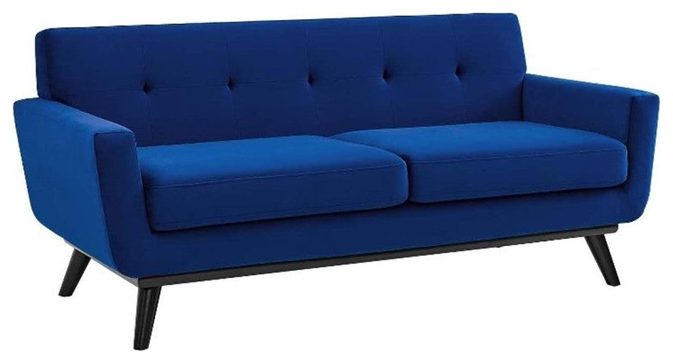 Engage Performance Velvet Loveseat, Navy