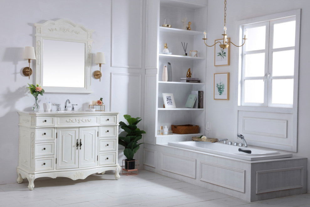Bathroom Vanity, Antique White, 48", Single Sink