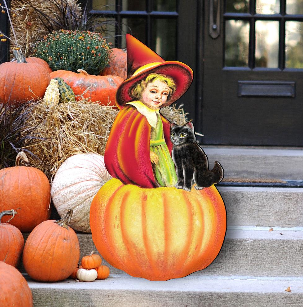 Pumpkin Fairy Wooden Door Hanger