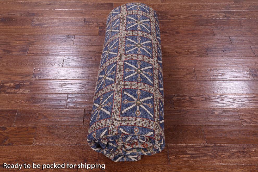 10' X 14' 1" Antiqued Pazyryk Historical Design Hand Knotted Wool Rug - Q14578