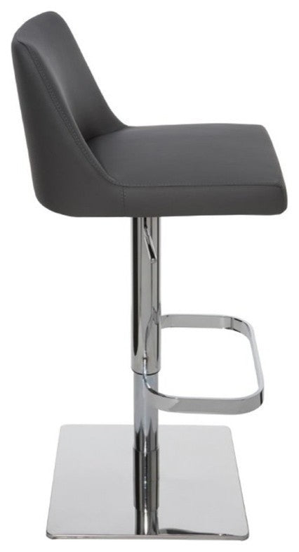 Rome Adjustable Bar Stool, Gray Modern Barstool Gray Naugahyde Leather