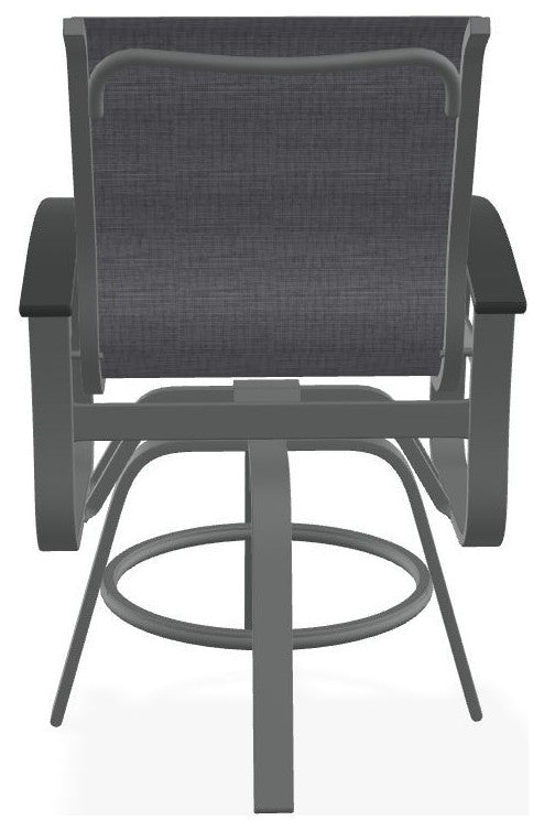 Belle Isle Sling Balcony Height Outdoor Swivel Chair, Augustine Pewter/Graphite
