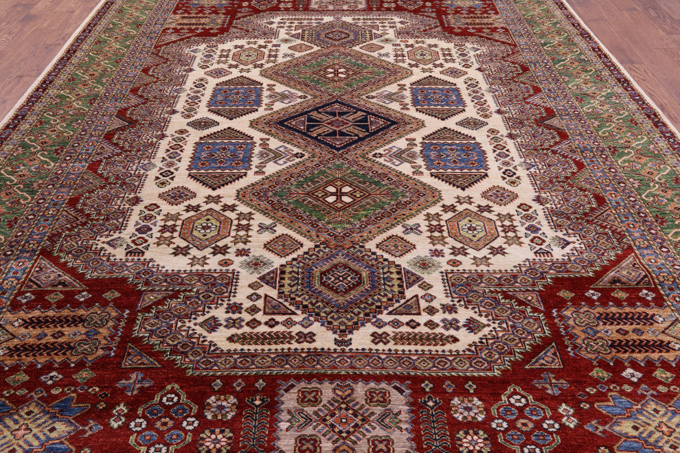 Super Kazak Hand-Knotted Wool Rug 9' 10" X 13' 7" Q10529