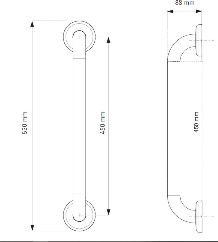 ARC Stainless Steel Grab Rail, Chrome