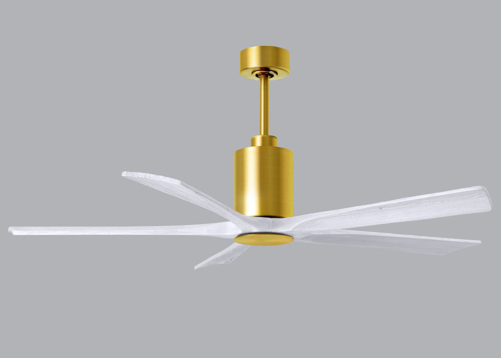 Patricia-5 5-Blade Ceiling Fan, LED Light Kit, Brushed Brass/Matte White, 60