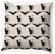 18" x 18" Cats and Bats Indoor/Outdoor Polyester Throw Pillow, Cream