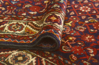 Fine Vintage Distressed Meyramgu Navy/Red Runner, 3'8 x 10'1