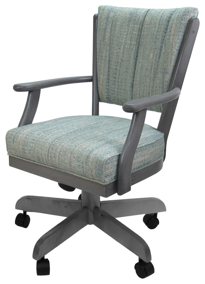 Classic Caster Swivel Dining Chair on Wheels, Solid Wood, Watusi Aquatint - Grey