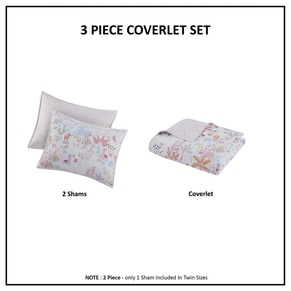 Urban Habitat Kids Iris Woodland Animals Reversible Cotton Quilt Set, Blush