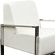 Benzara BM192111 Accent Chair With Stainless Steel Sled Support, White & Silver