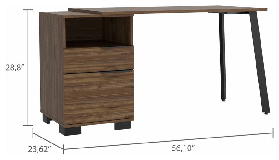 Contempo Flair Mahogany and Black Office Desk