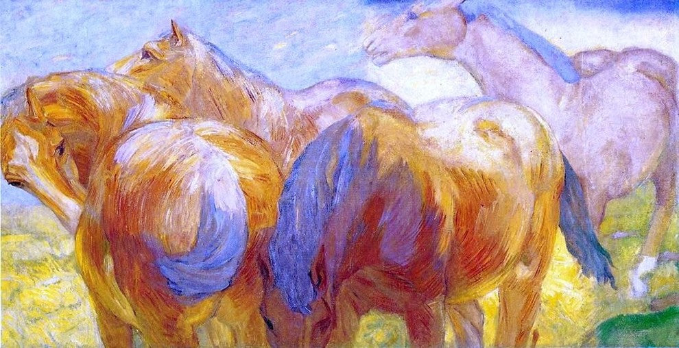 Franz Marc Large Lenggries Horse Painting, 15"x30" Wall Decal