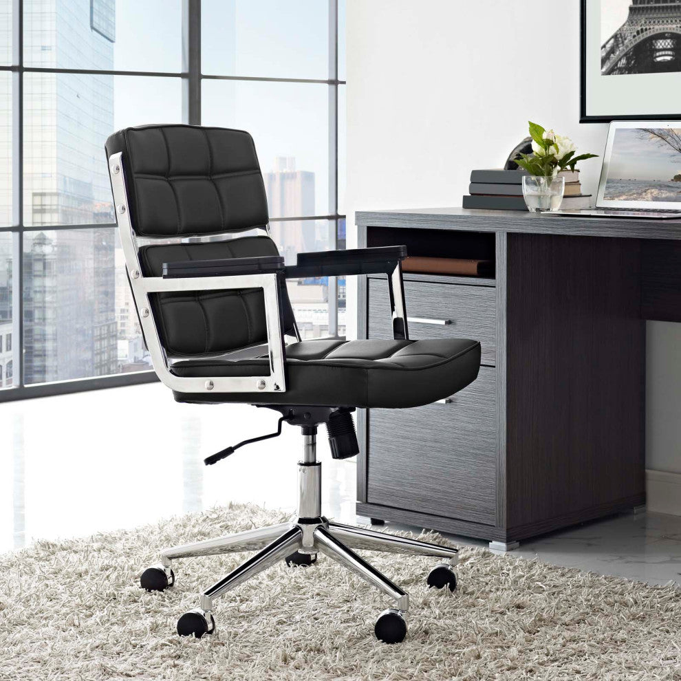 Black Portray Highback Upholstered Vinyl Office Chair