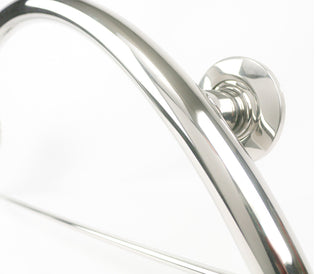 30" Half-Moon Curved Shower Grab Bar With Towel Bar, Polished Stainless