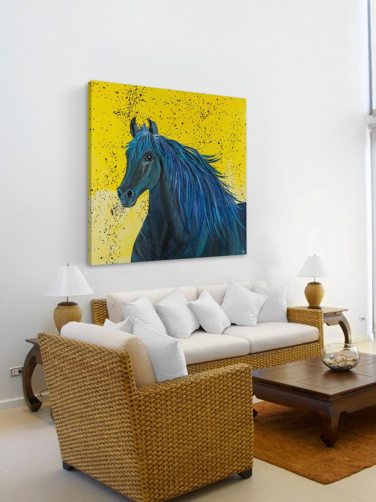 "Blu" Painting Print on Wrapped Canvas, 24"x24"