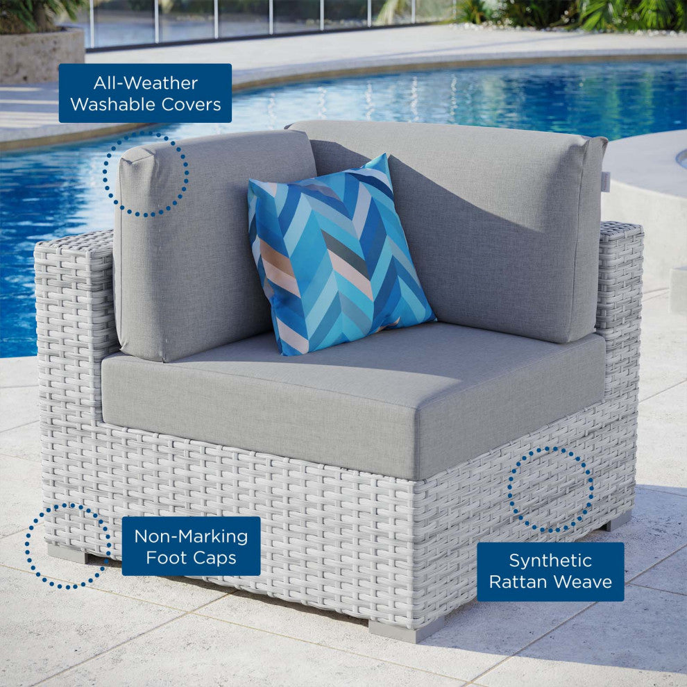 Lounge Chair, Rattan, Wicker, Gray, Modern, Outdoor Patio Balcony Garden