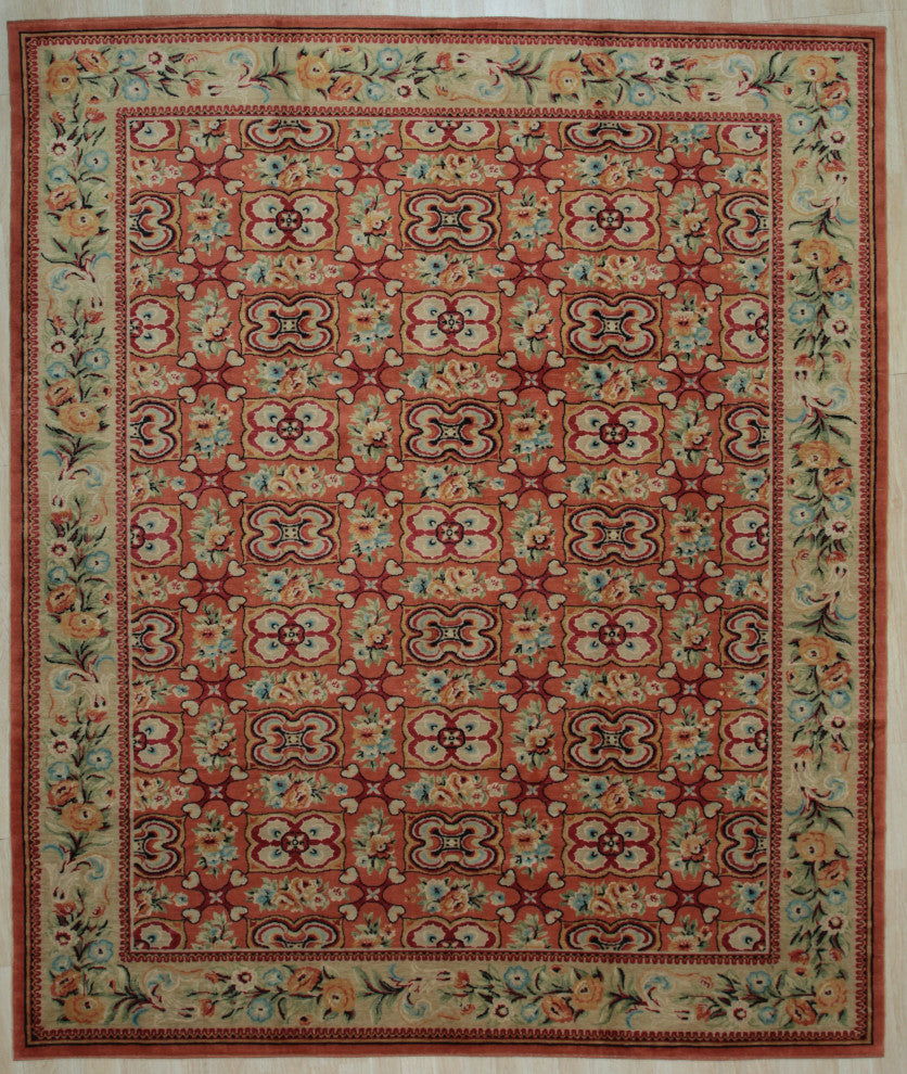 Red Transitional Floral Spanish Style Area Rug