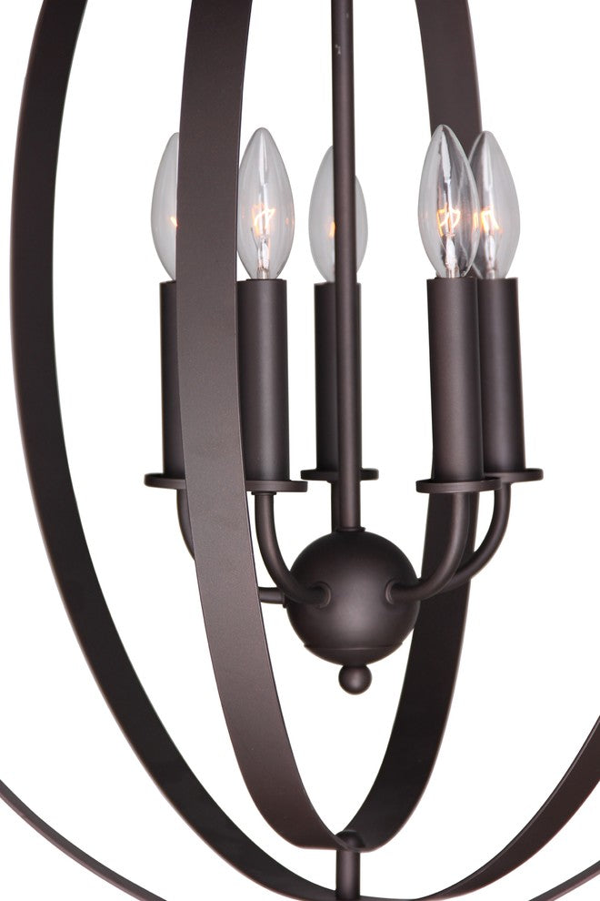 Woodbridge Lighting Camellia Oval 6-Light Pendant Chandelier, Bronze