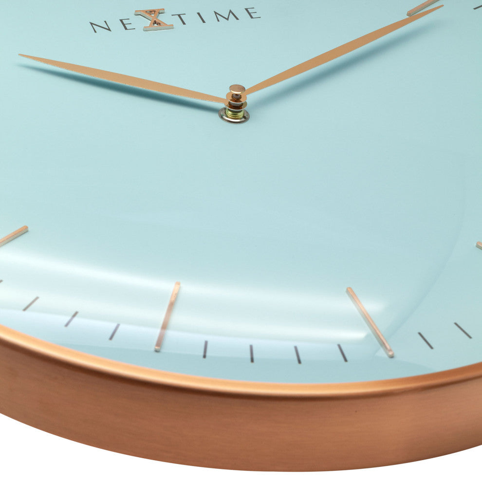 Glamour Metal Dome Wall Clock, Turquoise/Rose Gold