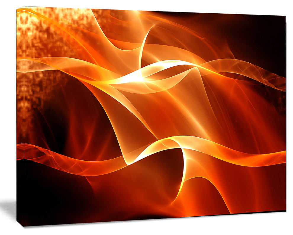 Orange 3d Abstract Fractal Waves, Contemporary Abstract Wall Art, 40"x30"