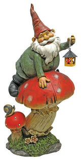Garden Gnome with Lamp Statue