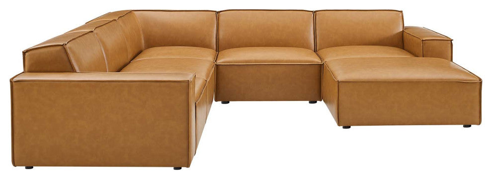 Restore 6-Piece Vegan Leather Sectional Sofa Tan