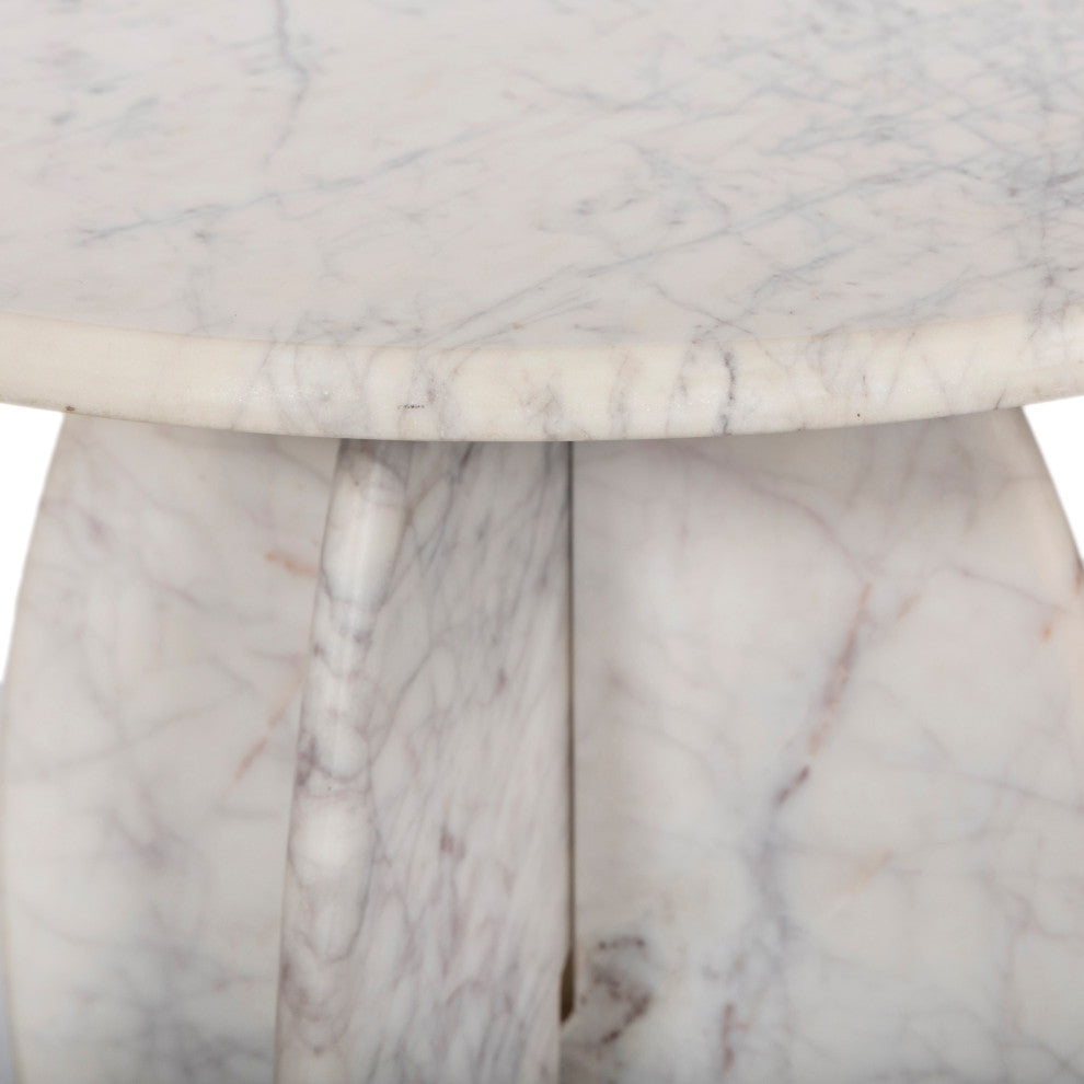Formentera Marble Coffee Table, White, End Table