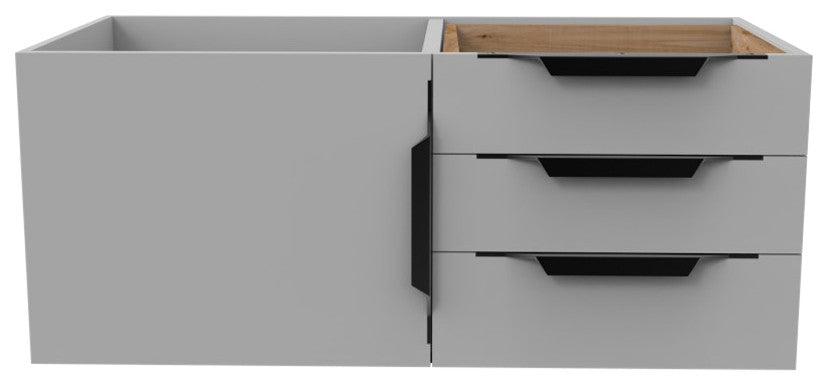 CastelloUSA Alpine 36" Wall Mounted Vanity, Base Only, Gray, Black Handles