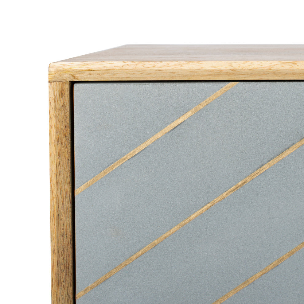 Safavieh Couture Titan Inlayed Cement Sideboard, Natural/Brass