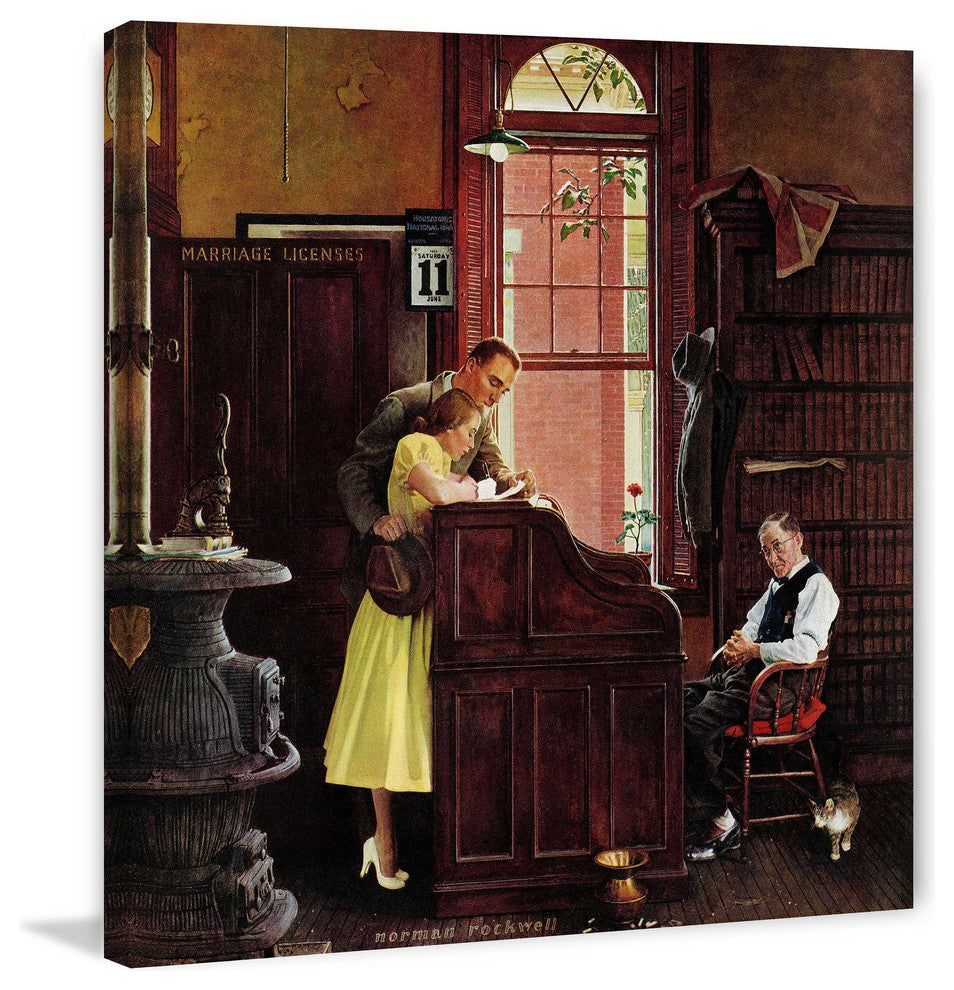 "Marriage License" Painting Print on Canvas by Norman Rockwell