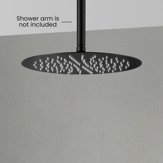 Circular 12" Metal Ultra Thin Profile Rain Shower Head 1.75 GPM, Matte Black