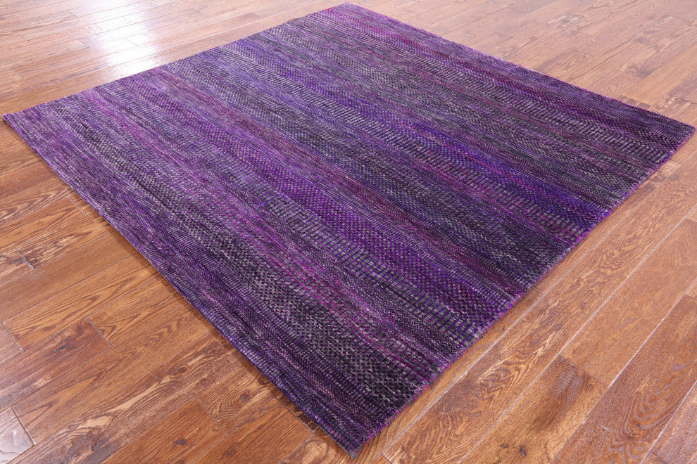 6' Square Wool and Silk Super Savannah Gabbeh Hand-Knotted Rug Q6920