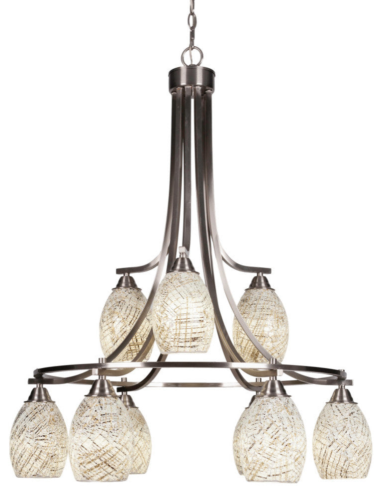 Paramount 9-Light Chandelier, Brushed Nickel, 5" Natural Fusion Glass