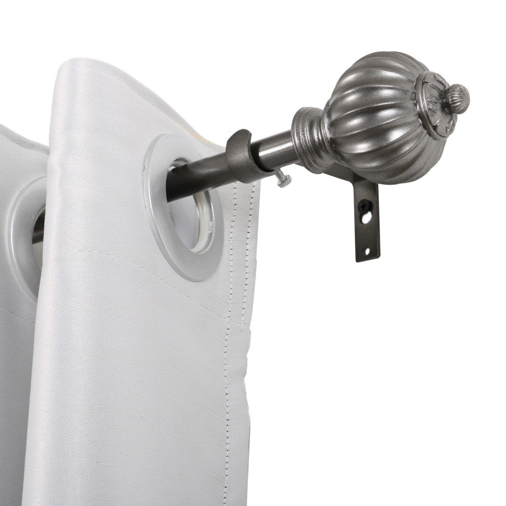 Utopia Alley Curtain Rod With Decorative Round Finials, 28-48", Pewter