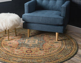 Unique Loom Blue Jackson Palace 3' 3 x 3' 3 Round Rug