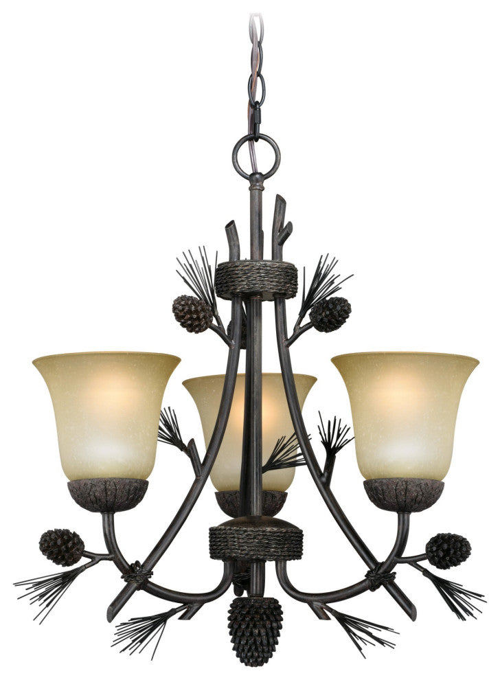 Vaxcel Lighting H0172 Sierra 3 Light 20"W Chandelier - Black Walnut