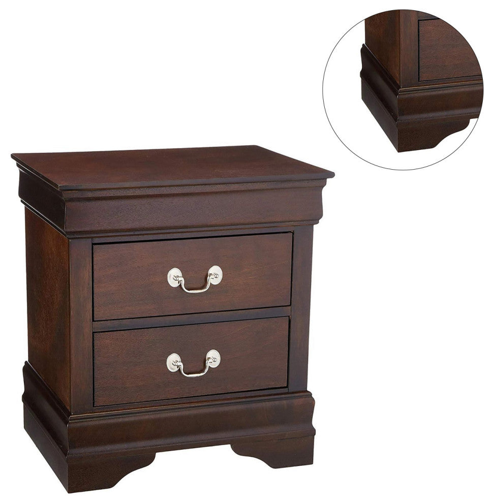Wood Nightstand with 2 Drawers, Cappuccino