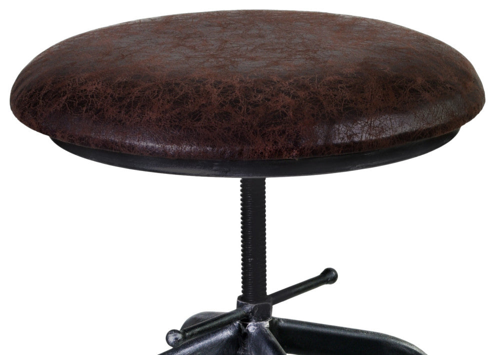 Brown and Black Adjustable Industrial Style Bar Stool