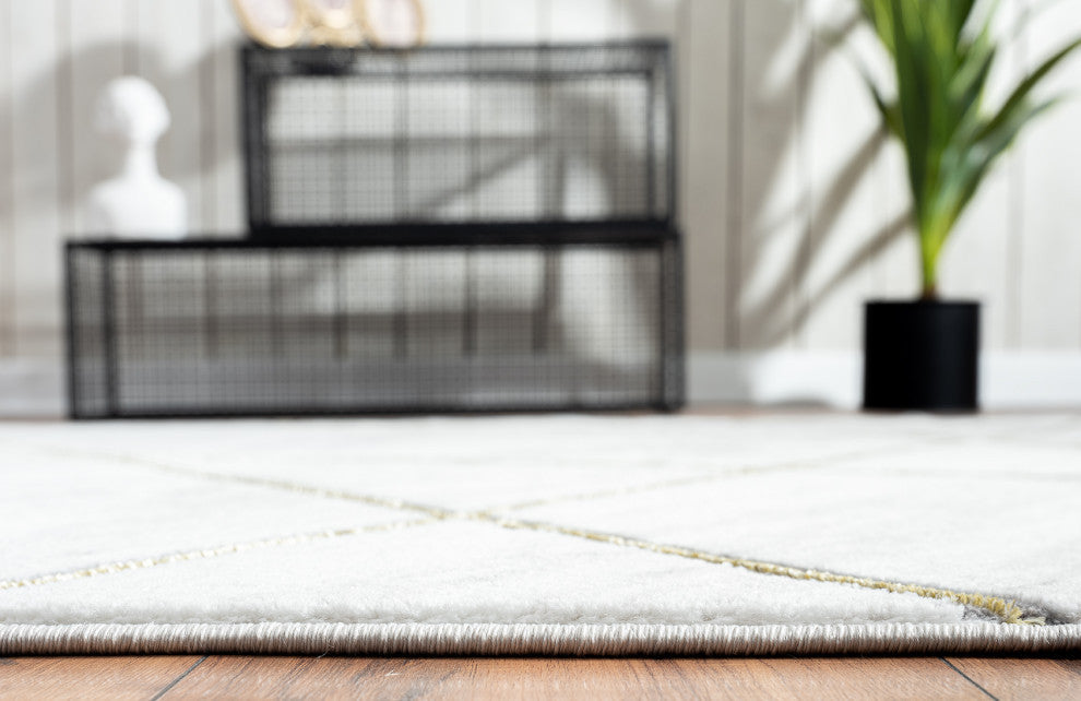 Abani Luna LUN150A Contemporary Marble Gold Lines Area Rug