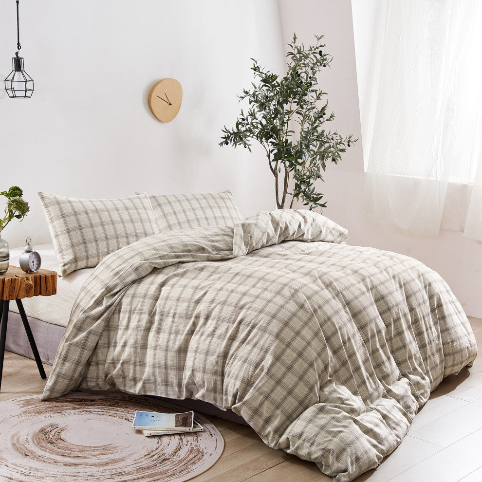 Kolkata Washed Cotton Duvet Set, Grey, 102" X 90