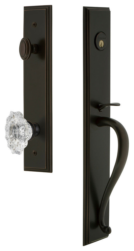 Carre' 1-Piece Dummy Handleset, S Grip and Biarritz, Timeless Bronze, 848858